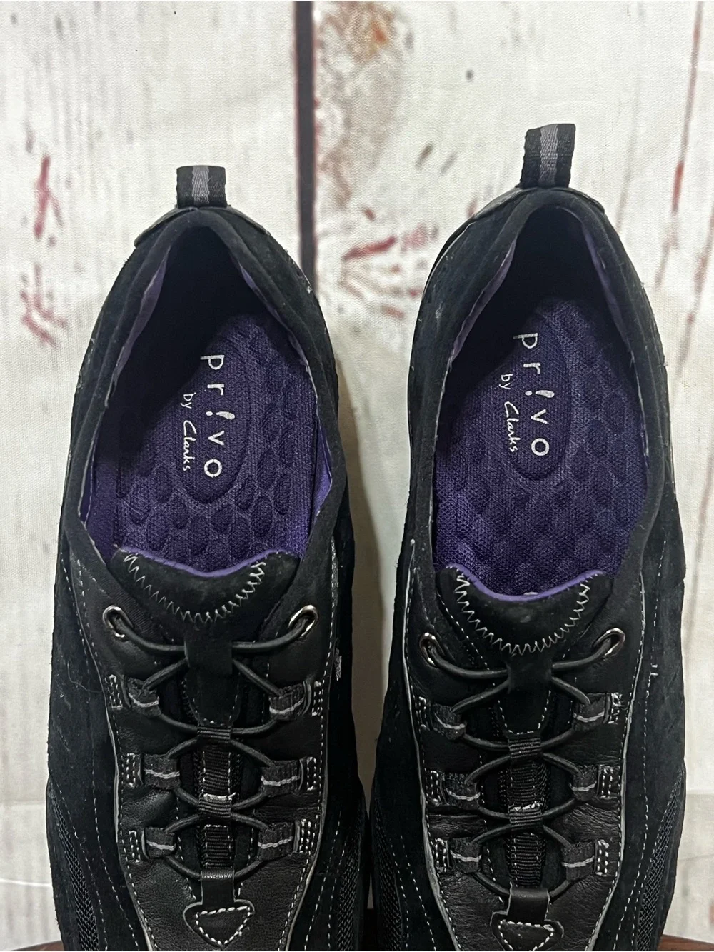 Privo by Clarks Black Slip-On Athletic Sneakers Suede & calf leather women’s 6